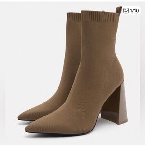 Zara block heel bootie